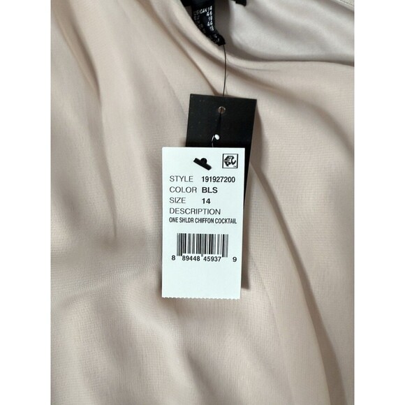ADRIANNA PAPELL Embellished chiffon pink Blush color One-Shoulder SZ 14 - Picture 4 of 14